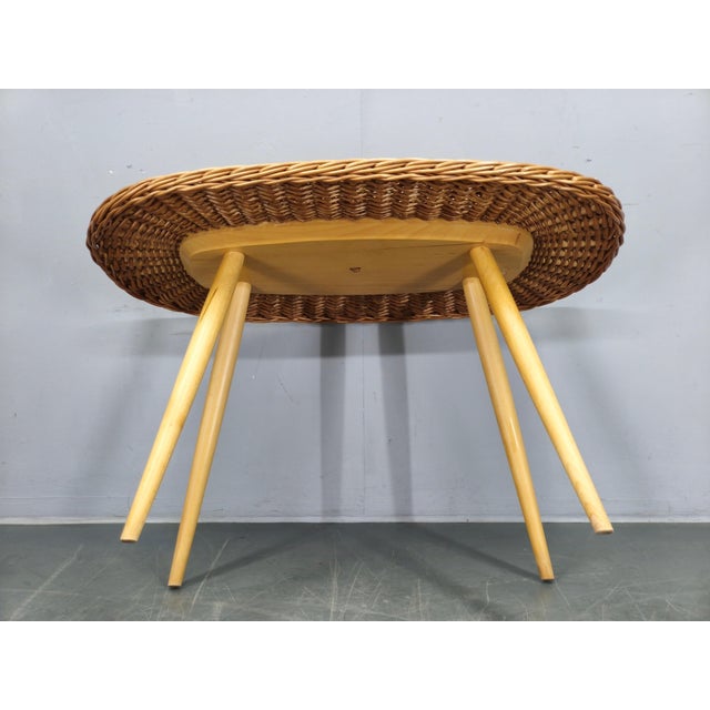 Rattan Coffee Table by Jan Kalous, Czechoslovakia, 1970s For Sale - Image 10 of 12
