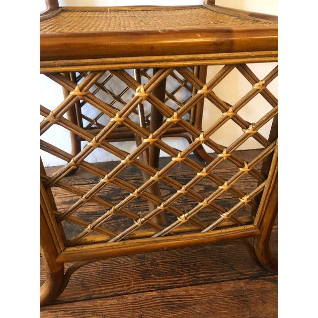 Mid-Century Modern Vintage Rattan & Bamboo Console Table & Two Side Chairs -Set of 3 For Sale - Image 3 of 13