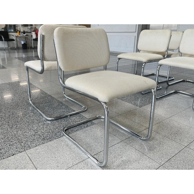 Marcel Breuer Marcel Breuer Style Tubular Chromed Steel Dining Chairs - A Set of 6 For Sale - Image 4 of 13