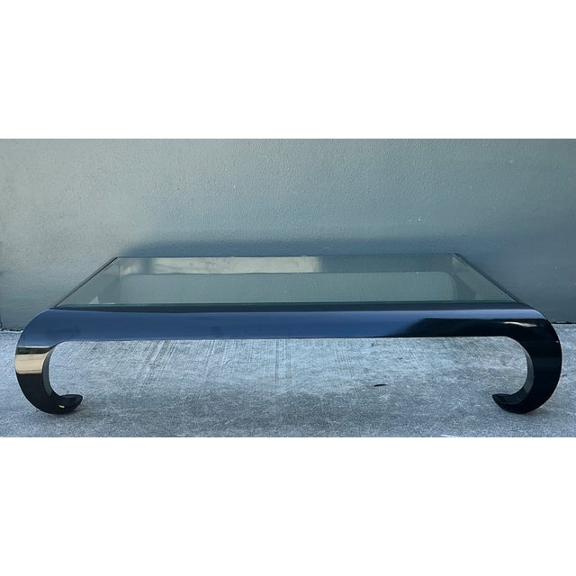 Vintage Lacquer and Glass Coffee Table For Sale - Image 4 of 12