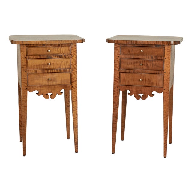 Pair of Antique American Federal Tiger Maple Stands For Sale