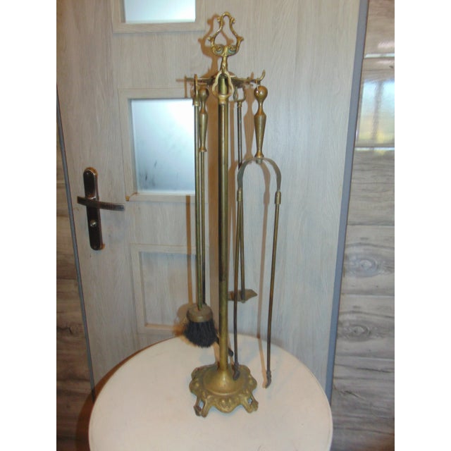 Goldenrod Art Nouveau Brass Stove & Fireplace Set For Sale - Image 8 of 10