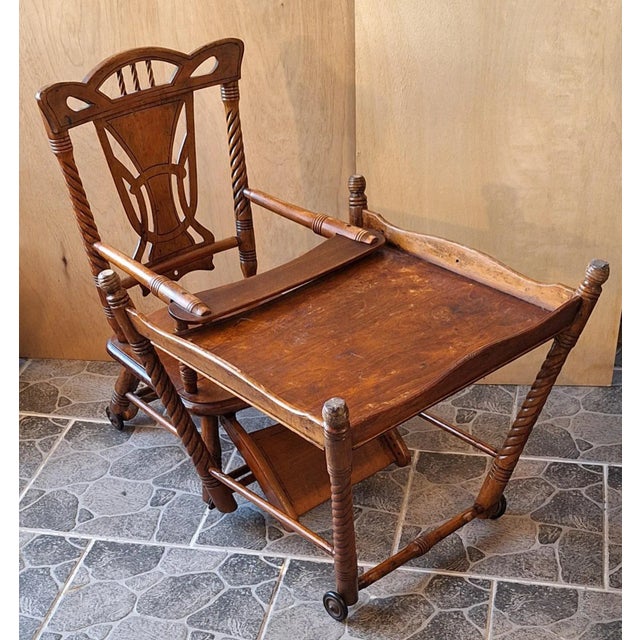 Antique German Art Nouveau Children's High Chair in Beechwood, 1890s For Sale - Image 9 of 11