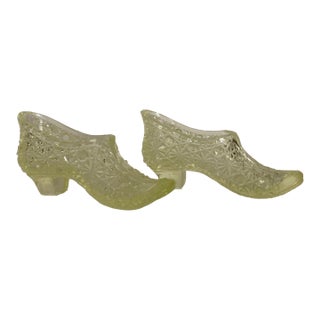 Yellow Vaseline Glass Slippers For Sale