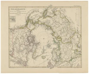 Arctic Polar Map of the North Pole and Russian Empire Regions, 1857