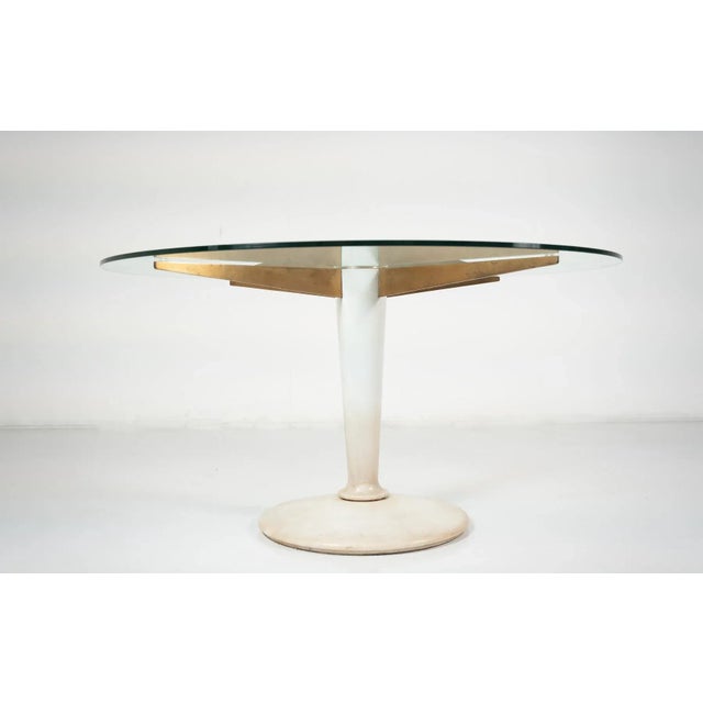 Mid-Century Modern Dining Table, Carrara Marble, Bronze and Glass, Italy, 1950s - 2 available