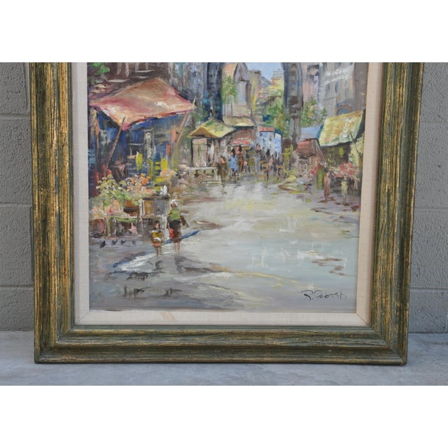 1950s Mid 20th Century California Town Scene Oil Painting by Ruby Dobesh, Framed For Sale - Image 5 of 12