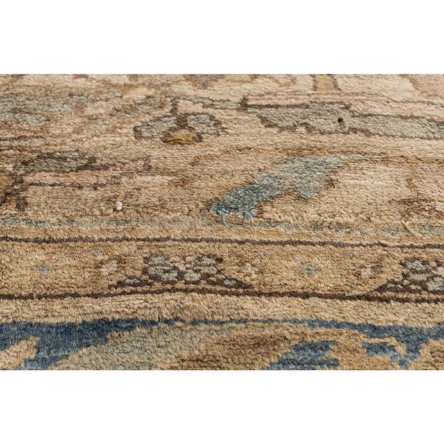Textile Antique Circa 1890 Taupe Malayer Hand Knotted Rug 11ft 2in X 18ft For Sale - Image 7 of 9