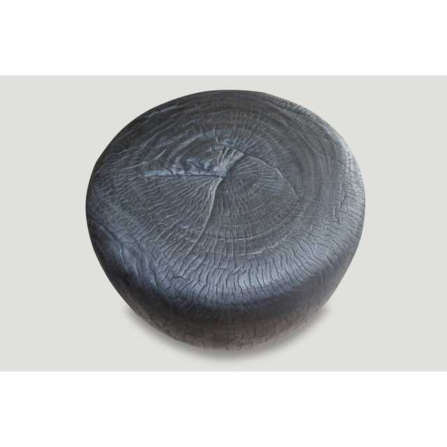 2010s Andrianna Shamaris Charred Suar Wood Drum Coffee Table For Sale - Image 5 of 5