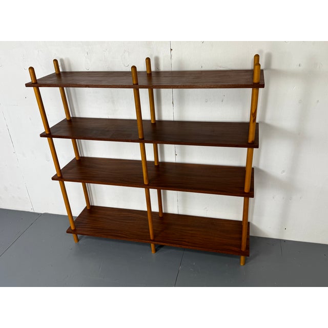 Brown Mid-Century Modernist Teak Stick Wall Cabinet attributed to Willem Lutjens for Gouda Den Boer, 1950s For Sale - Image 8 of 15