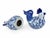 Ceramic Vintage Chinoiserie Style Blue and White Porcelain Rooster Figurines With Floral Motif - 2 Pieces For Sale - Image 7 of 7