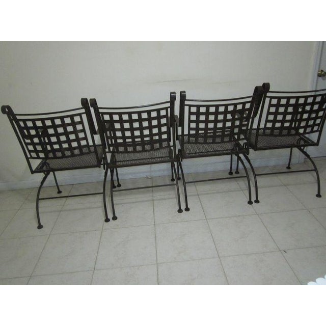 Mid-Century Modern 1970s Russell Woodard Salterini Style Sculpture Black Glider Patio Chairs - Set of 4 For Sale - Image 3 of 12