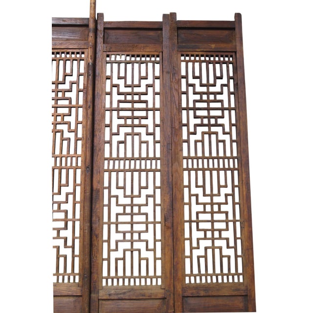 Coffee Antique Chinese 6 Panel Lattice Wood Screen Doors For Sale - Image 8 of 12