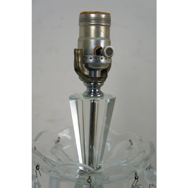 Mid 20th Century Mid 20th Century Hollywood Regency Cut Crystal Luster Candlestick Table Lamp 20" For Sale - Image 5 of 14