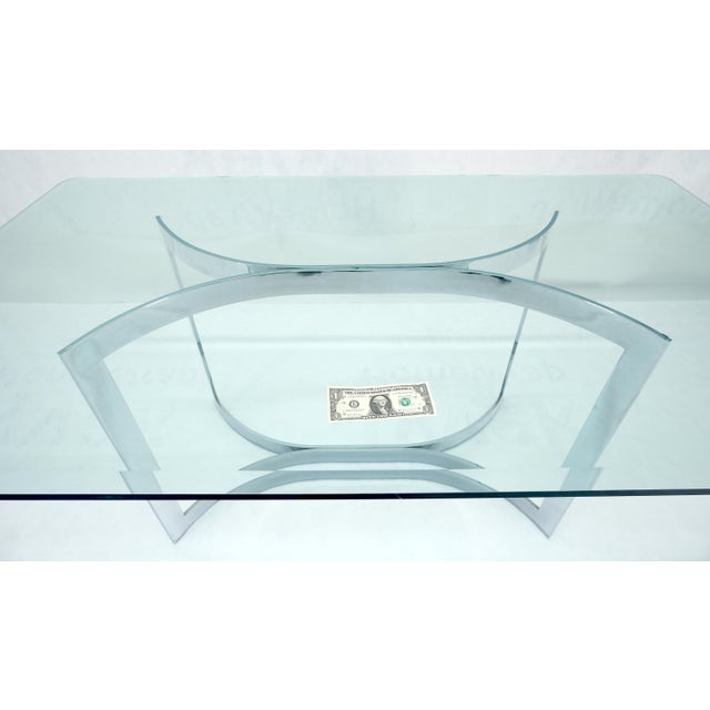 Chrome Mid Century c1970s Bent "C" Curve Chrome Ribbon Style Base Dining Table Bauhaus For Sale - Image 8 of 11