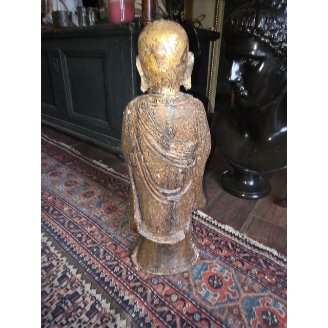 Gold Buddhist Diety Statue With Gilt Finish For Sale - Image 8 of 11