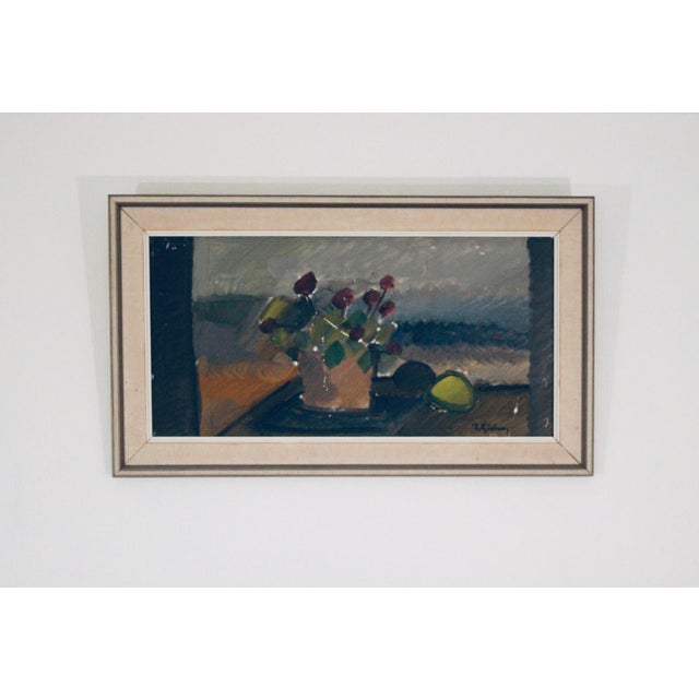 Original swedish oil on canvas – “flower motif” by b. Sjööberg – signed & framed – 77 × 45 cm (30.3" × 17.7") a vibrant...