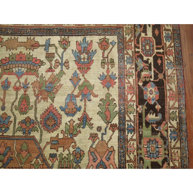 Traditional Oversize Brown Color Antique Persian Heriz Serapi Rug For Sale - Image 3 of 6