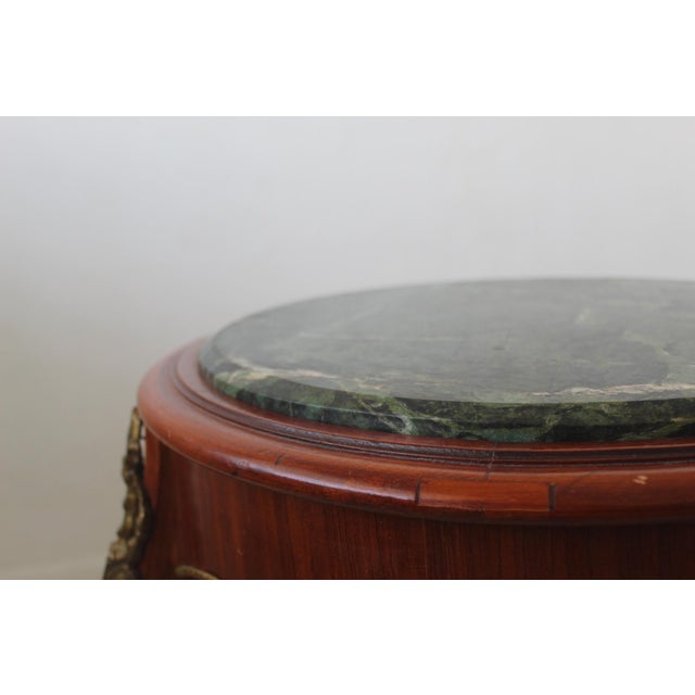 Late 20th Century French Louis XV Style Occasional Side Tables Feature Green Marble Tops, Non-Identical-a Pair For Sale - Image 17 of 18