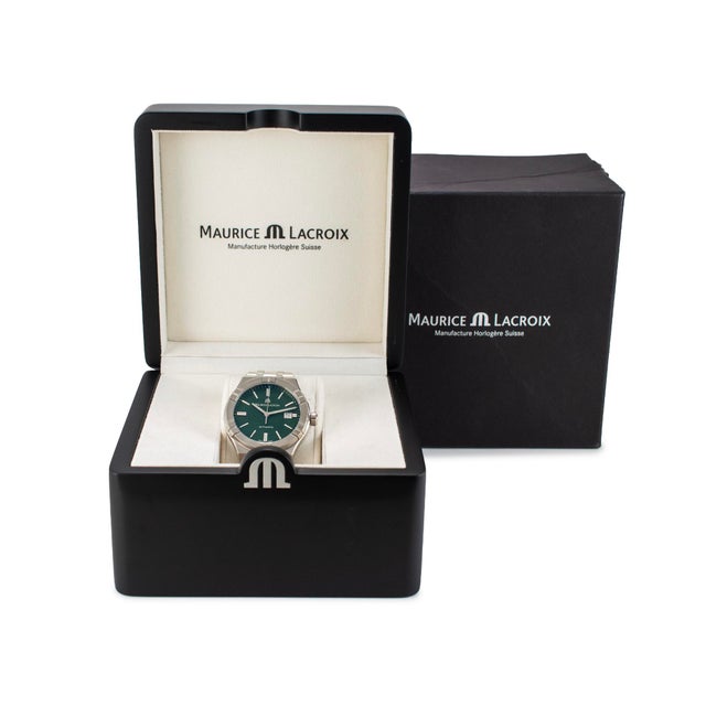 Maurice Laroix Aikon Automatic Date 42mm AI6008-ss00f-630-D Green Steel Watch For Sale - Image 9 of 9