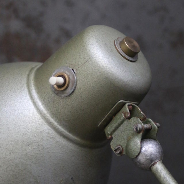 Vintage Industrial Green Metal Machinist Table Light For Sale - Image 9 of 10