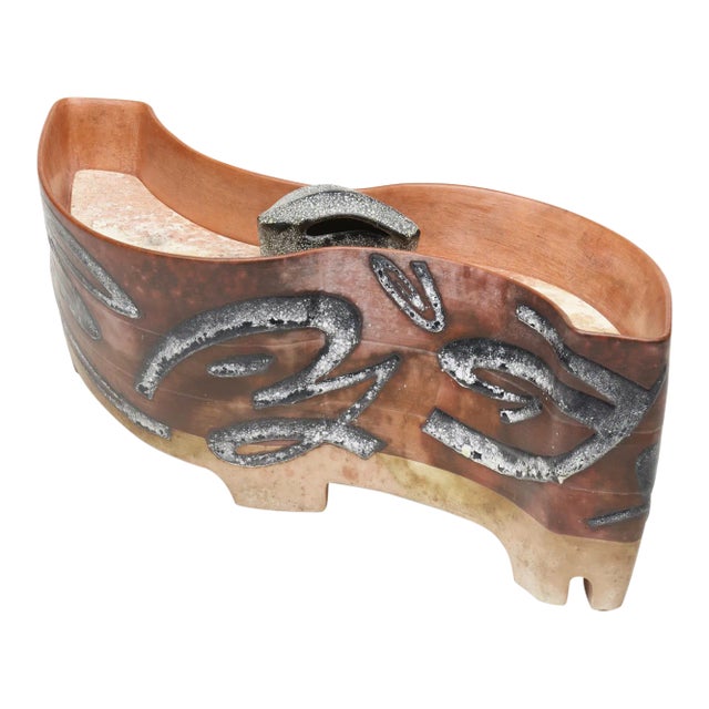 1990s Covered Terra Sigillata Vessel With Glazed Script by James Lawton For Sale