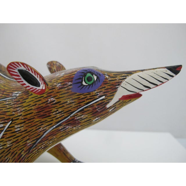 Wood Alebrije Oaxaca Mexico Morales Folk Art Carved Wood Rat Figurine Sculpture For Sale - Image 7 of 10
