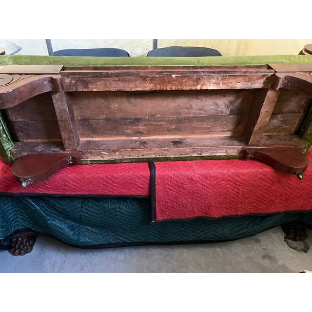 19th Century Antique Mahogany Regency Settee in Chartreuse Velvet For Sale - Image 6 of 7