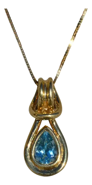 The Jayla: Ladies 14K Gold Knot Necklace set with Pear-Shaped Topaz