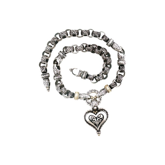 Late 20th-Century Sterling and 18k Bowman Original Reversible Heart Necklace For Sale - Image 9 of 12