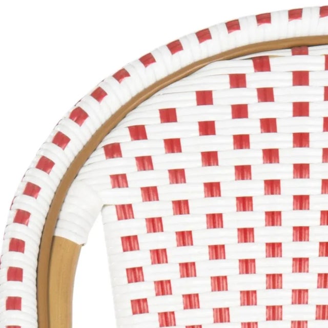 2020s Indoor-Outdoor French Bistro Stacking Side Chair in Red & White & Light Brown - a Pair For Sale - Image 5 of 7