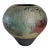 Mid-Century Hand Thrown Raku Pottery Vase in Bulbous Form in Shades of Turquoise and Rust For Sale