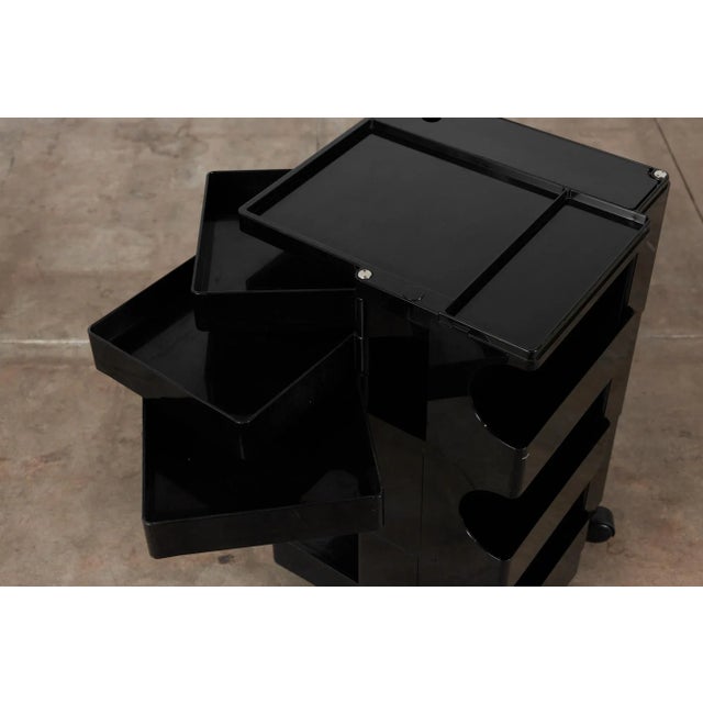 Plastic Joe Colombo Black Boby Trolley Cart For Sale - Image 7 of 11