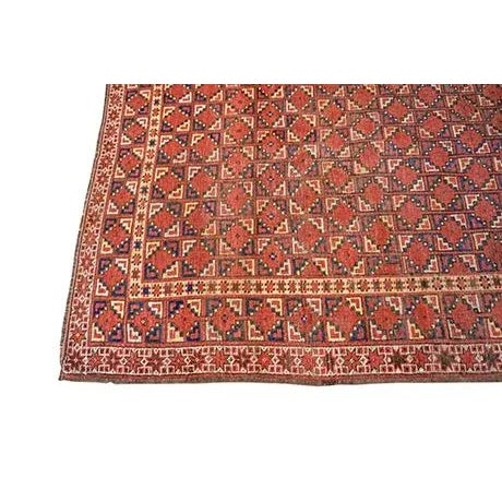 Wonderful Red Color With Rhombus Geometric Design Antique Asian Ersari Beshir Rug For Sale In New York - Image 6 of 12