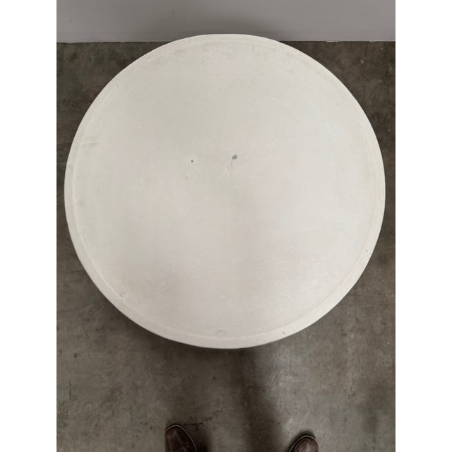 Hollywood Regency 35" Round White Plaster Coffee Table for Outdoors or Indoors For Sale - Image 3 of 10