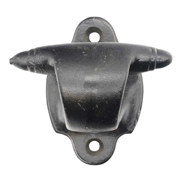 Late 20th Century Cast Iron Black Enameled Freight Door Pull For Sale
