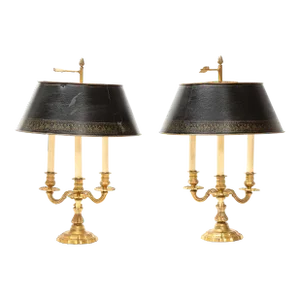 A Pair of Louis XV Style Gilt-Bronze Bouillotte Desk Lamps