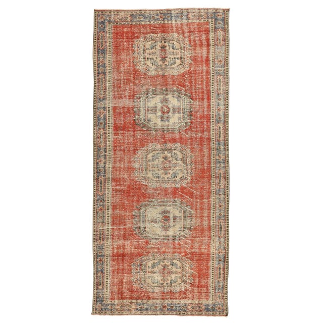 Textile Mid 20th Century Red Distressed Vintage Oushak Rug For Sale - Image 7 of 7