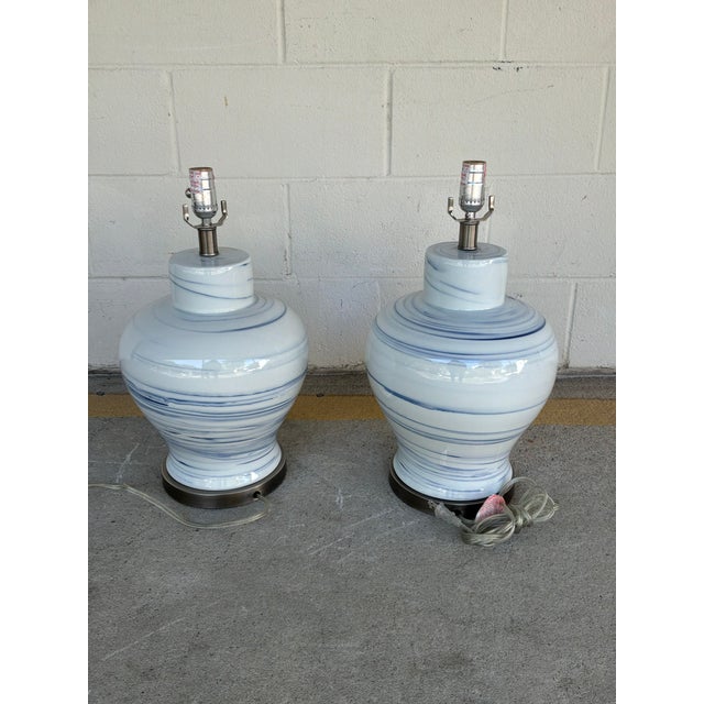 Currey & Company Currey & Co Prototype Porcelain Jar Lamps - Pair. For Sale - Image 4 of 4