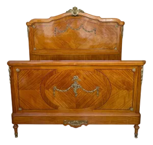 French Neoclassical Burl Maple Bed, 1900