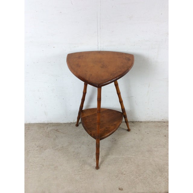 Brown Mid Century Accent Table With Turned Wood Bamboo Style Legs For Sale - Image 8 of 18