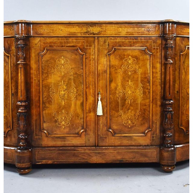Victorian Burr Walnut Marquetry Credenza, 1860 For Sale - Image 3 of 10