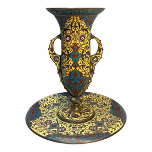 A Large 19th Century. French Champleve Enamel and Bronze Vase by Barbedienne