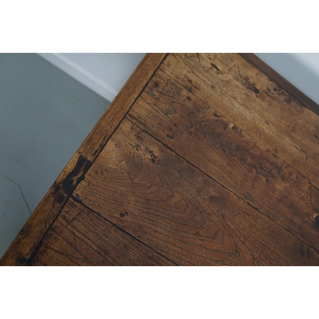 20th Century French Rustic Elm Farmhouse Dining Table, 1920s For Sale - Image 10 of 18