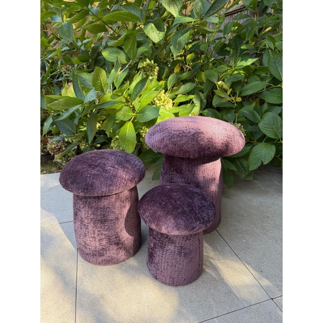 A Trio of Purple Custom Mushroom Footstools For Sale - Image 4 of 17