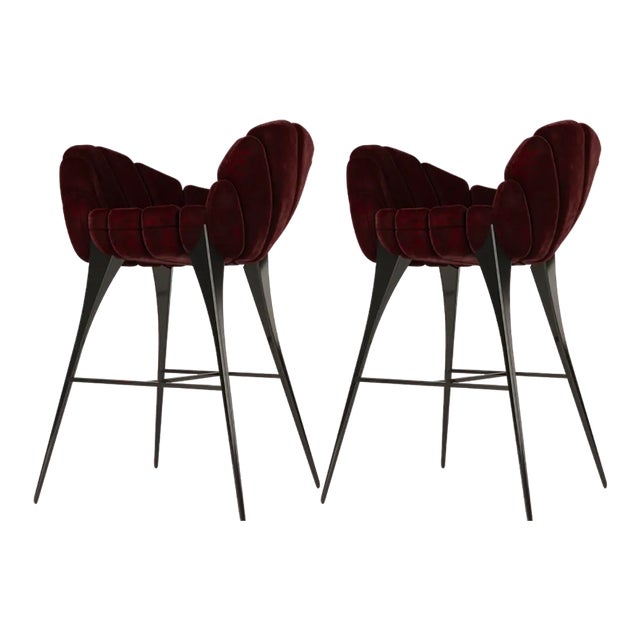 Set of Amasunzu Bar Stools by Alma De Luce For Sale
