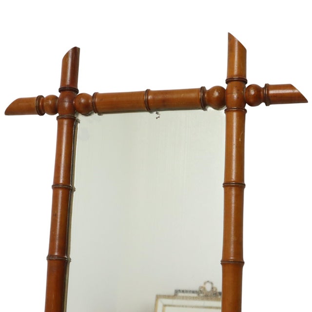 Chinoiserie Faux Bamboo Mirror in Wood For Sale - Image 14 of 17