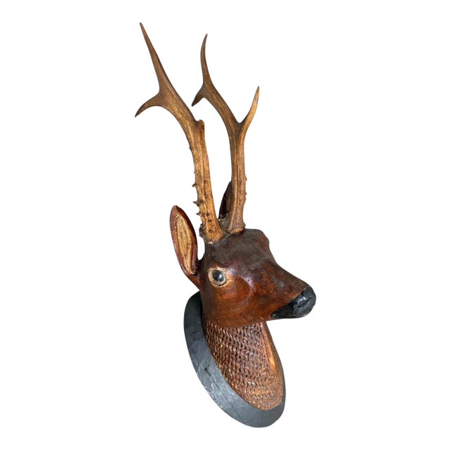 1900s Black Forest Deer Head For Sale