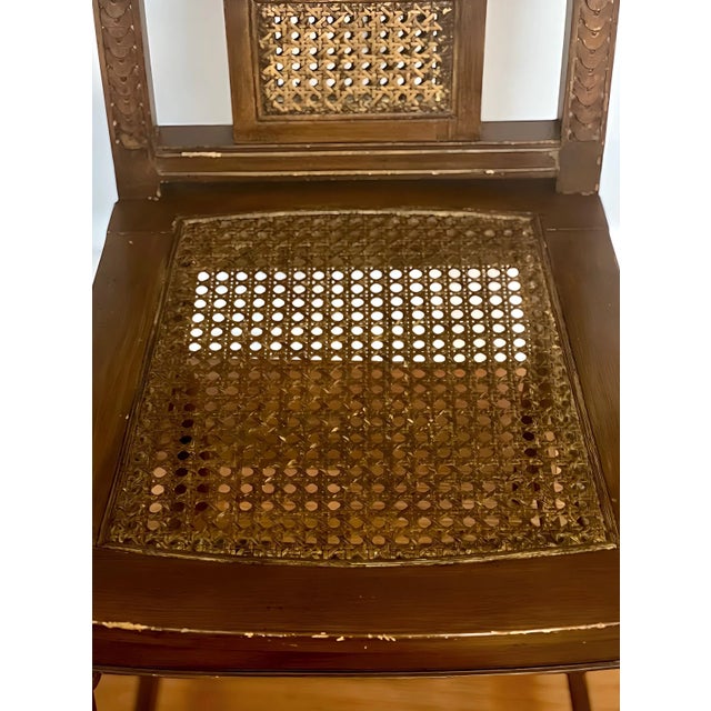 1920s French Louis XVI Style Caned Seat and Back Carved Oak Vanity Chair For Sale In Philadelphia - Image 6 of 12