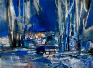 Pawel Kontny, Large Modernist Abstract Expressionist Gouache Painting Bauhaus Weimar Artist